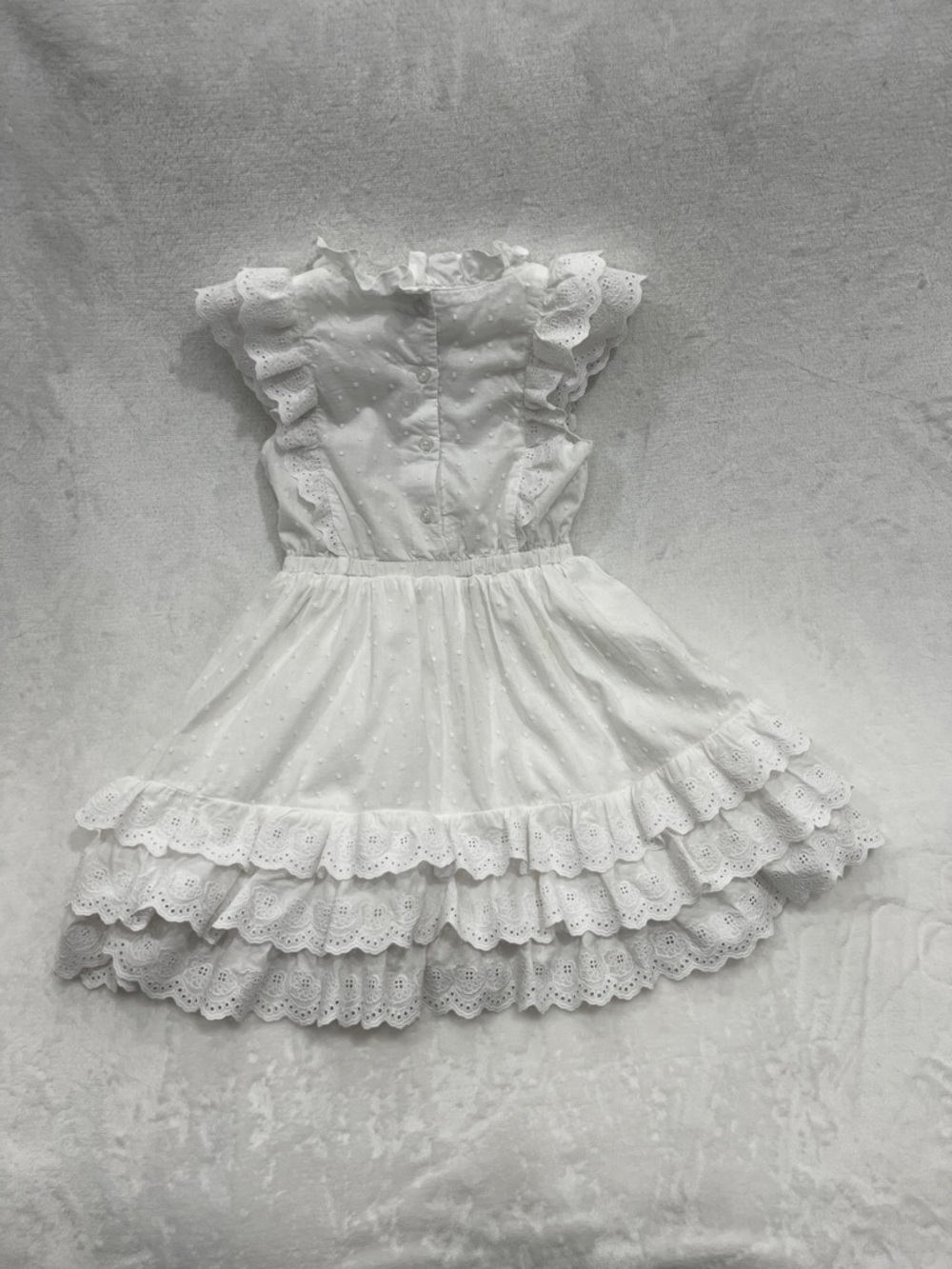 Janie and Jack Pintuck Eyelet Dress Summer Ruffle Detail Size 5 Special Occasion - Picture 3 of 14